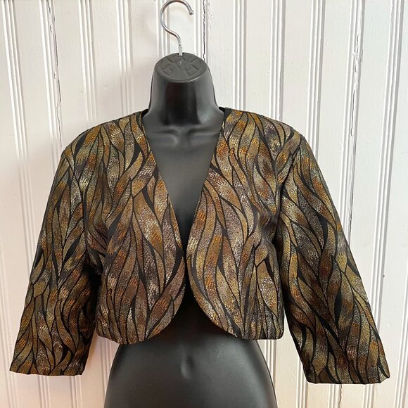 Vintage 3/4 Sleeve Metallic Bolero, Size Small - Picture 1 of 8